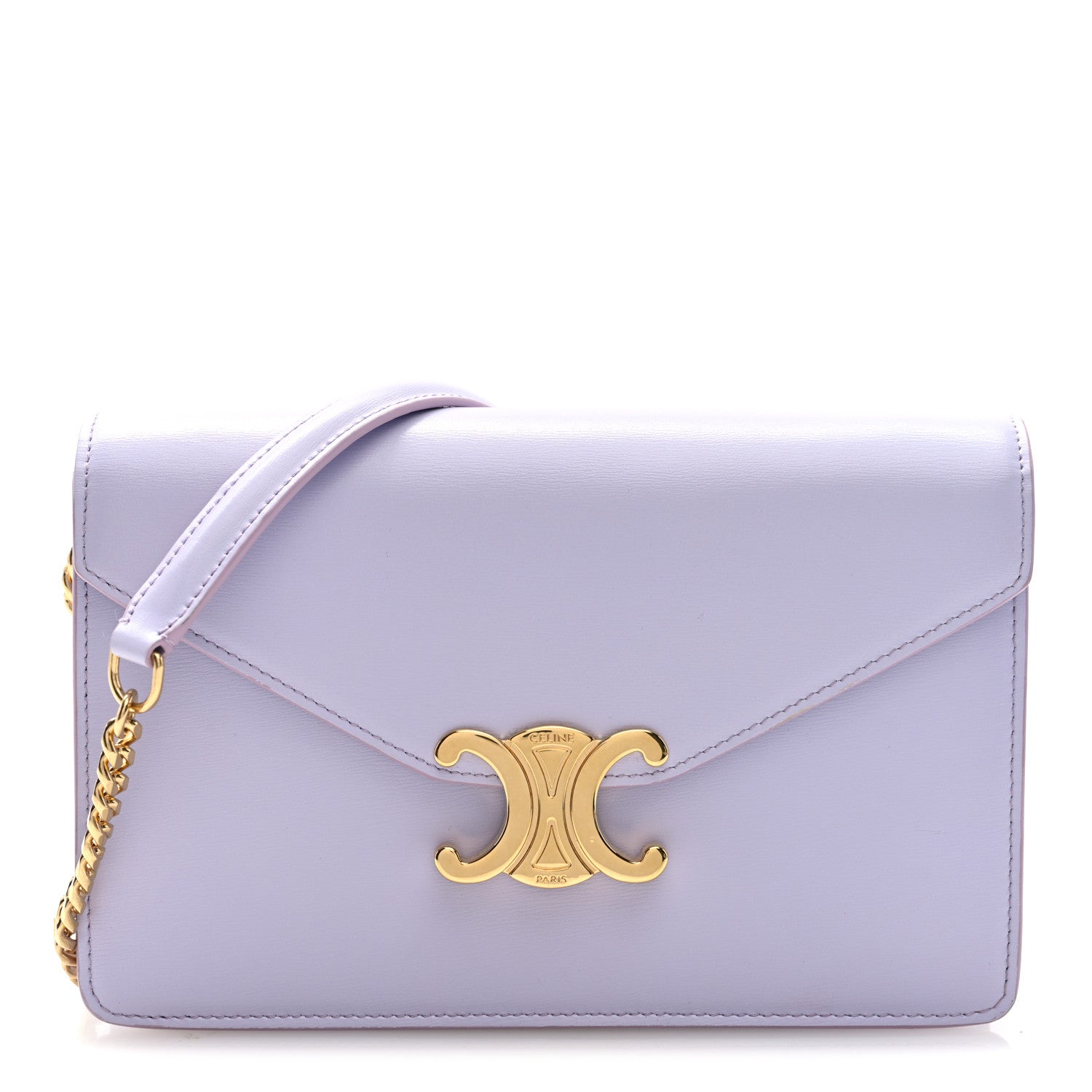 Celine Shiny Calfskin Triomphe Margo Wallet on Chain Light Lavender 1 of 8