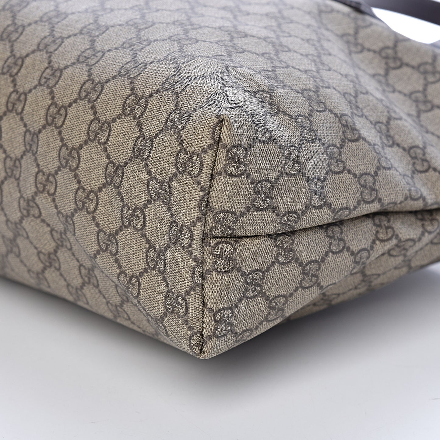 GG Supreme Monogram Medium Zippered Shopping Tote Dark Brown