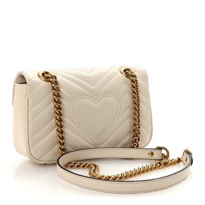 Gucci Calfskin Matelasse Mini GG Marmont Shoulder Bag White 2 of 9