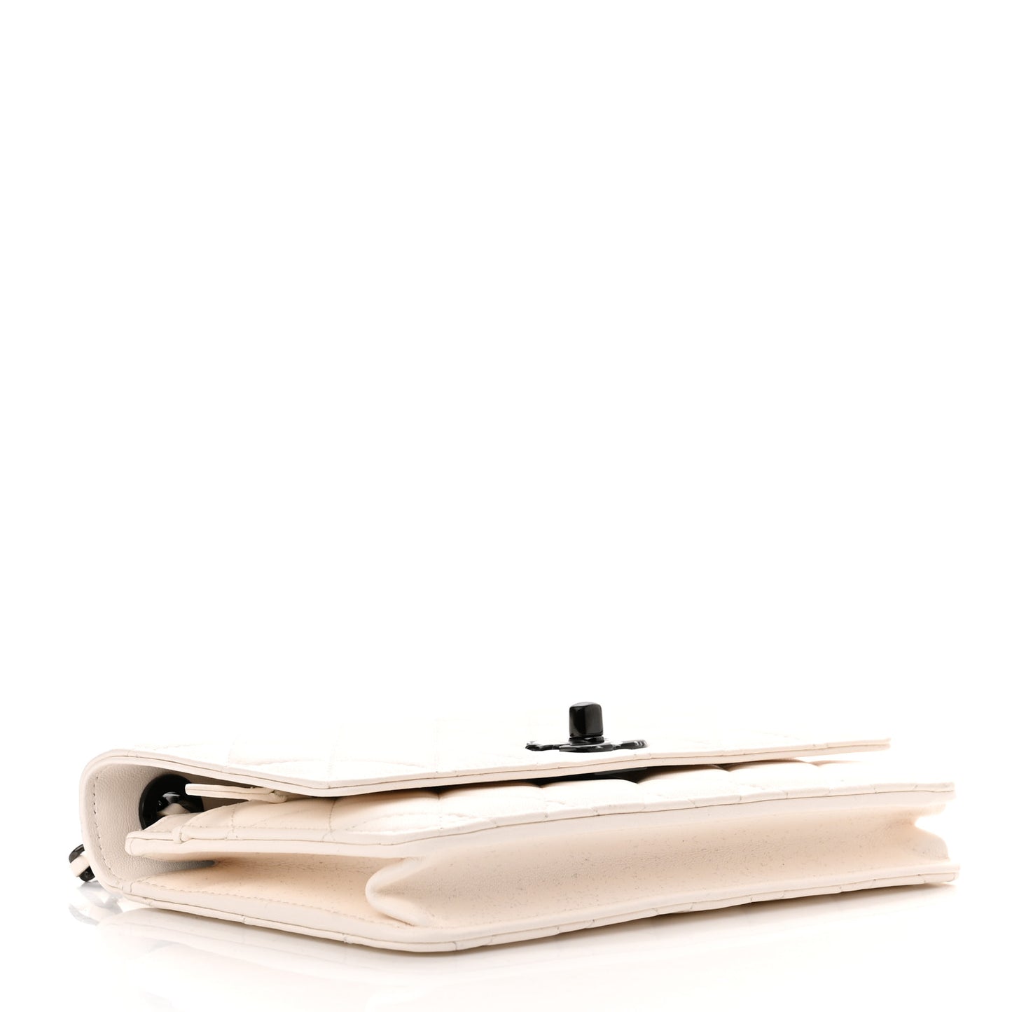 Lambskin Quilted Trendy CC Wallet On Chain WOC White