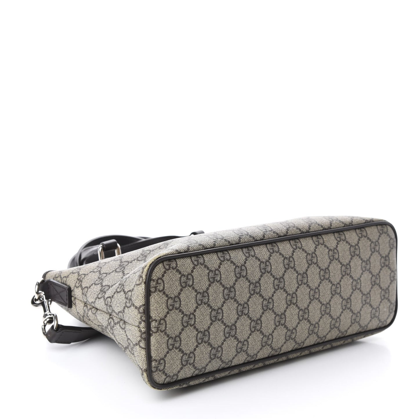 GG Supreme Monogram Small Zippered Tote Dark Brown