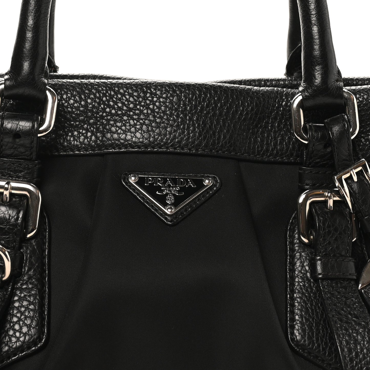 Tessuto Nylon Vitello Daino Shopping Satchel Black