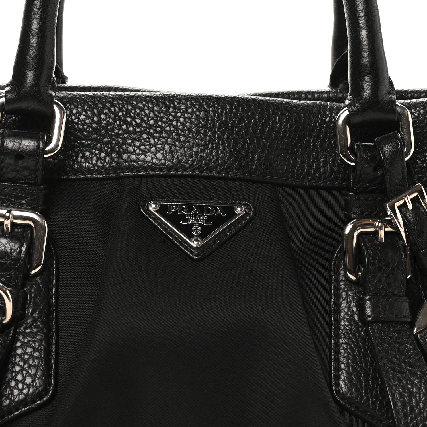 Prada Tessuto Nylon Vitello Daino Shopping Satchel Black 7 of 9