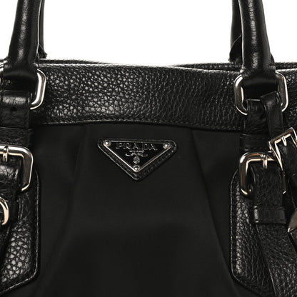Prada Tessuto Nylon Vitello Daino Shopping Satchel Black 7 of 9
