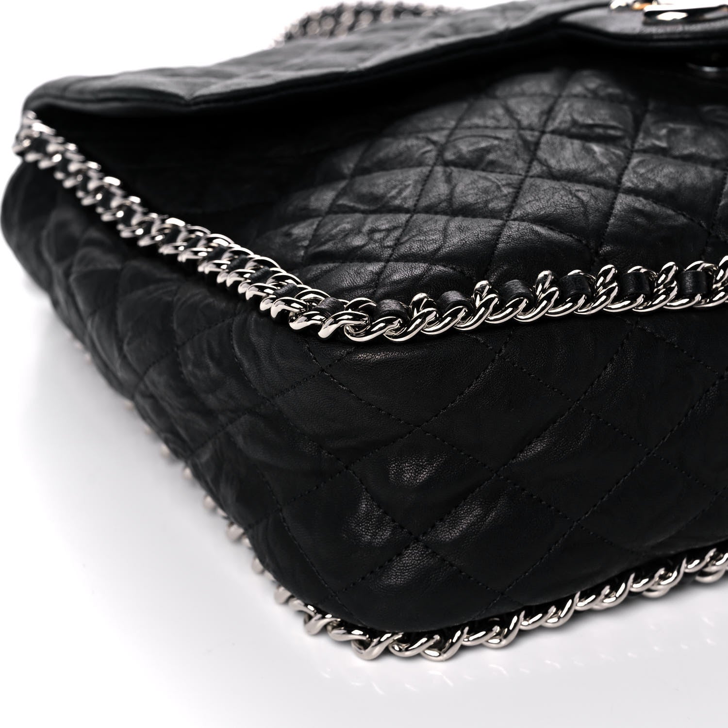 Chanel Washed Lambskin Quilted Maxi Chain Around Flap Black 9 of 12