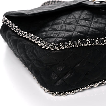 Chanel Washed Lambskin Quilted Maxi Chain Around Flap Black 9 of 12