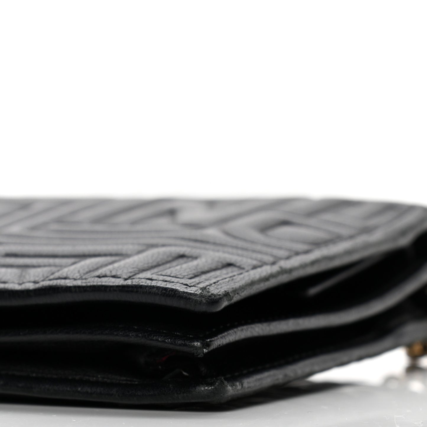 Nappa Logo Embossed Long Wallet On Chain Black