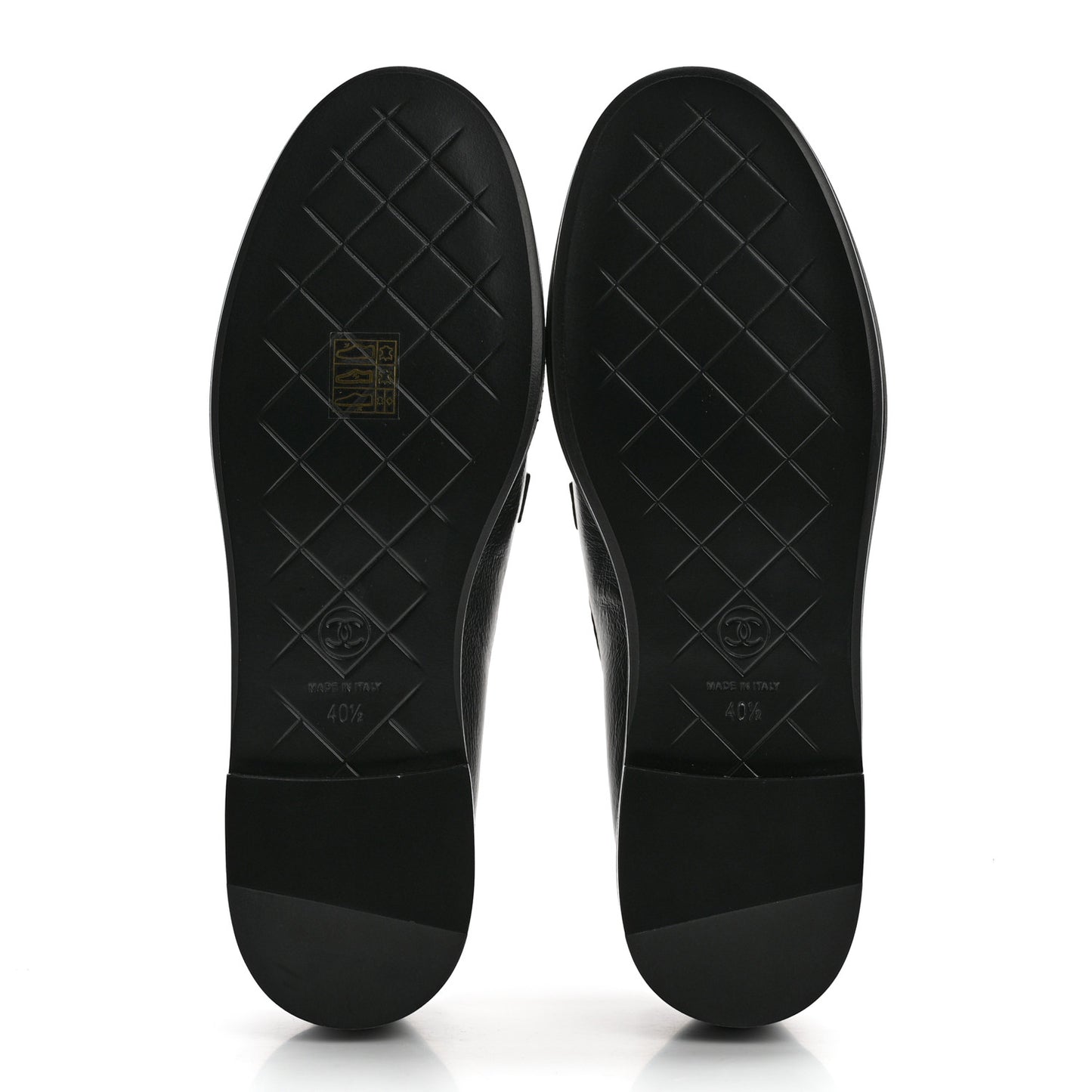 Crumpled Lambskin Quilted CC Turnlock Loafers 40.5 Black