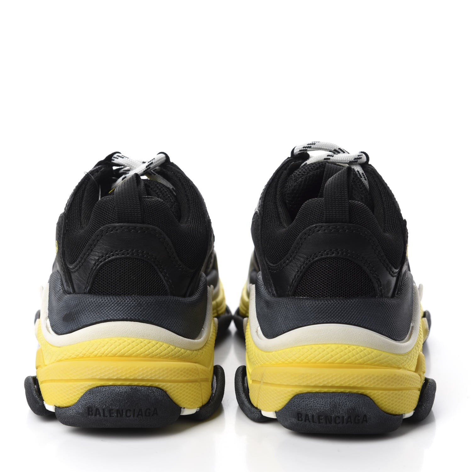 Balenciaga Fabric Mesh Womens Triple S Sneakers 35 Black Yellow 5 of 8