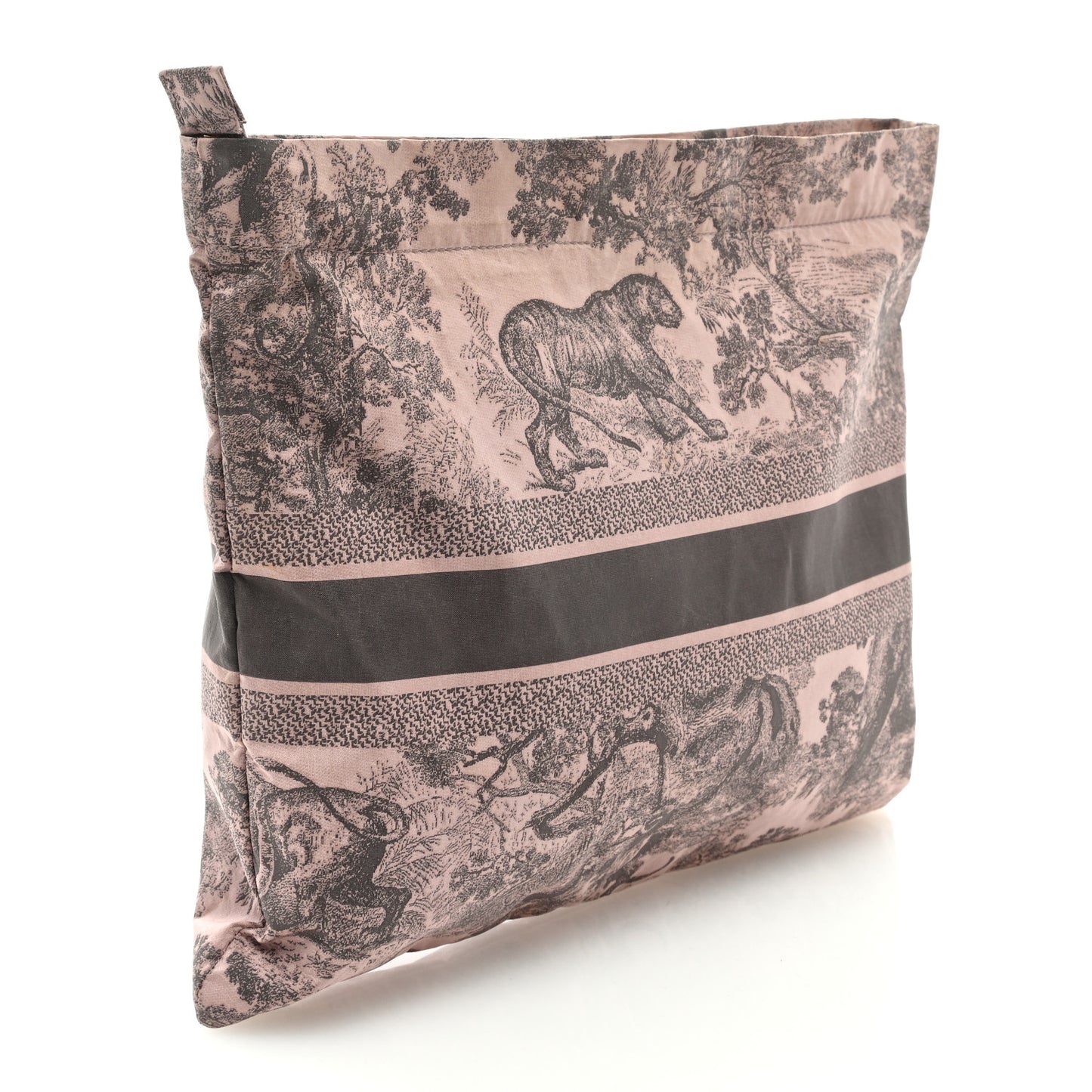Embroidered Toile De Jouy Diortravel Zipped Pouch Pink Multicolor
