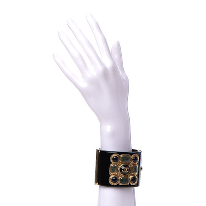 Chanel Resin Enamel CC Cabochon Cuff Blue 2 of 6
