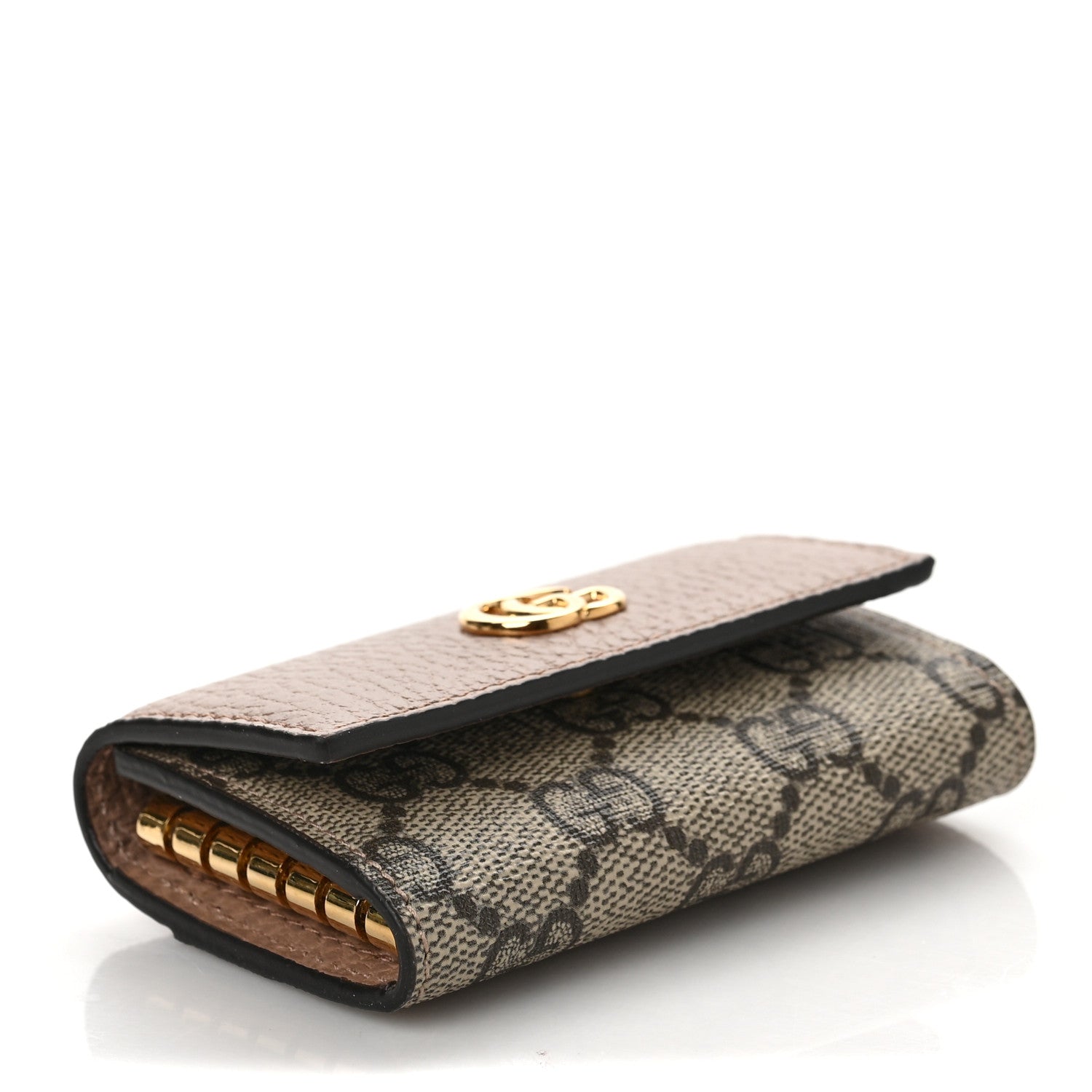 Gucci Dollar Calfskin GG Supreme Monogram GG Marmont 6 Key Holder Case Porcelain Rose Beige Ebony 4 of 6