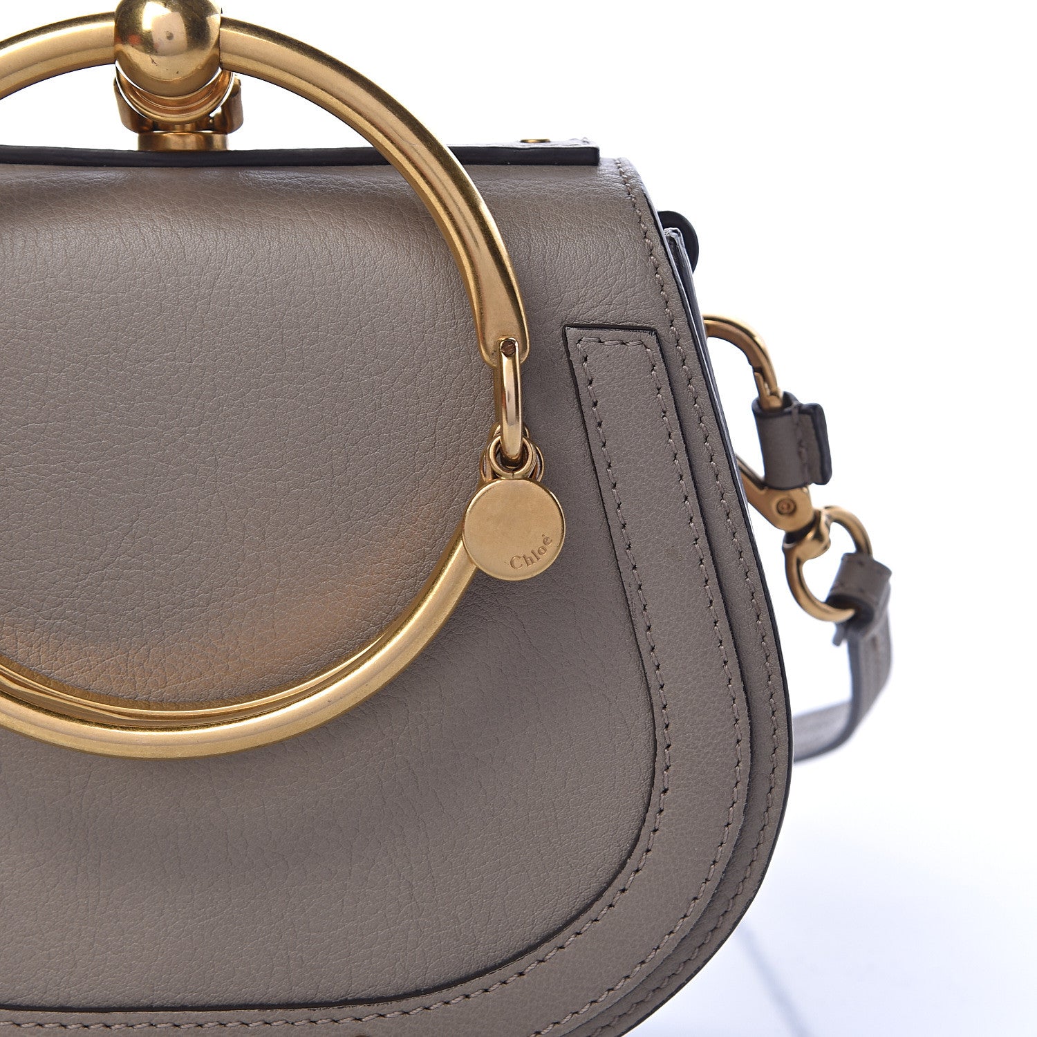 Chloe Calfskin Suede Small Nile Bracelet Bag Motty Grey 9 of 9