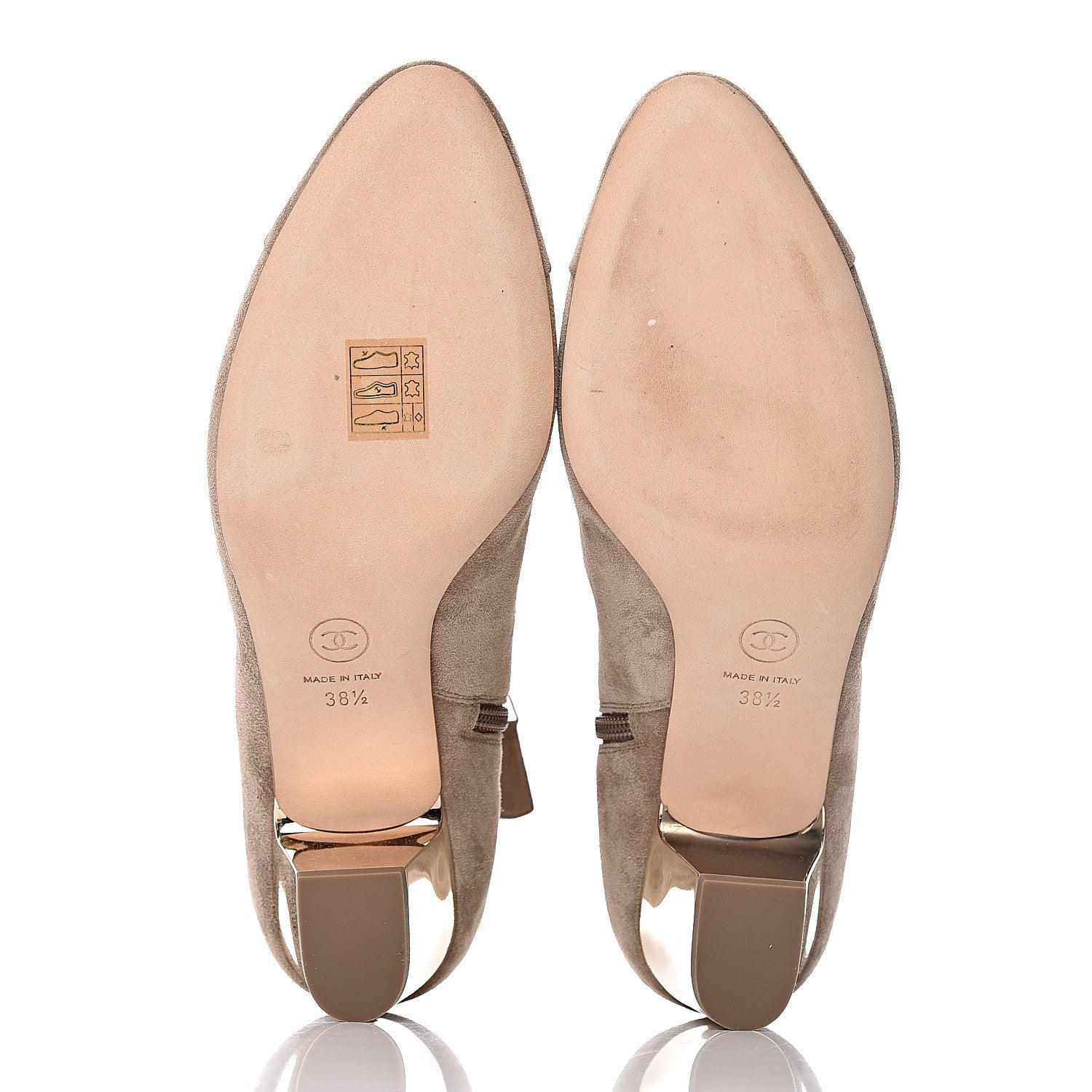 Chanel Suede Calfskin CC Cutout Short Boots 38.5 Beige 5 of 8