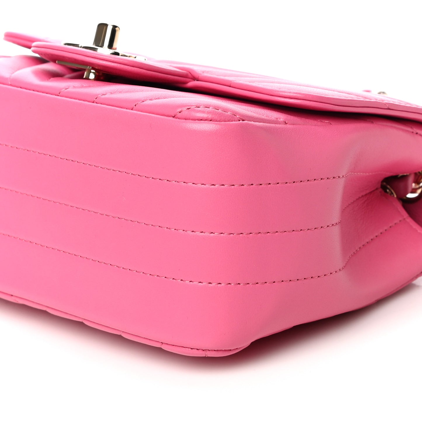 Lambskin Chevron Quilted Mini Square Flap Pink