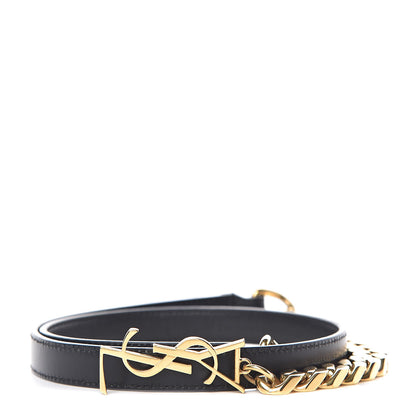 Saint Laurent Calfskin Monogram Chain Belt Black 1 of 6