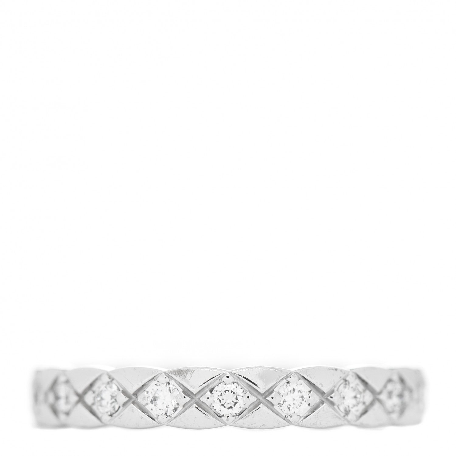 Chanel 18K White Gold Diamond Mini Coco Crush Ring 54 6.75 1 of 6