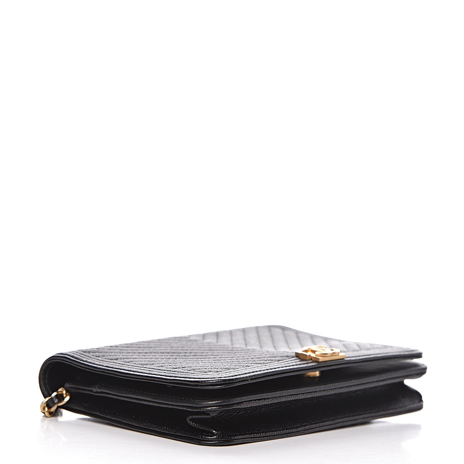 Chanel Caviar Chevron Quilted Boy Wallet On Chain WOC Black 4 of 15