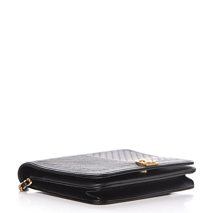 Chanel Caviar Chevron Quilted Boy Wallet On Chain WOC Black 4 of 15