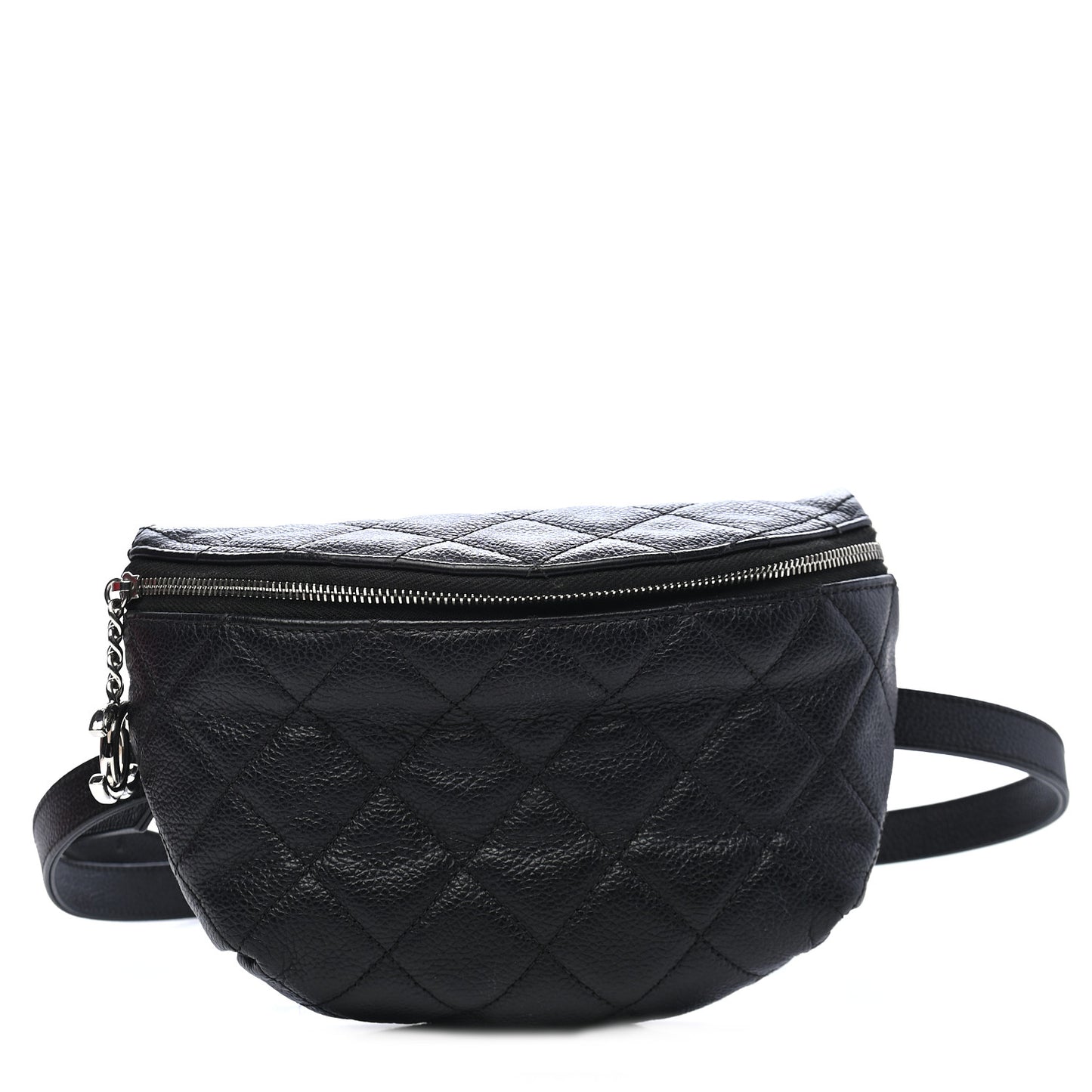 Grained Calfskin Quilted Waist Belt Bag Black