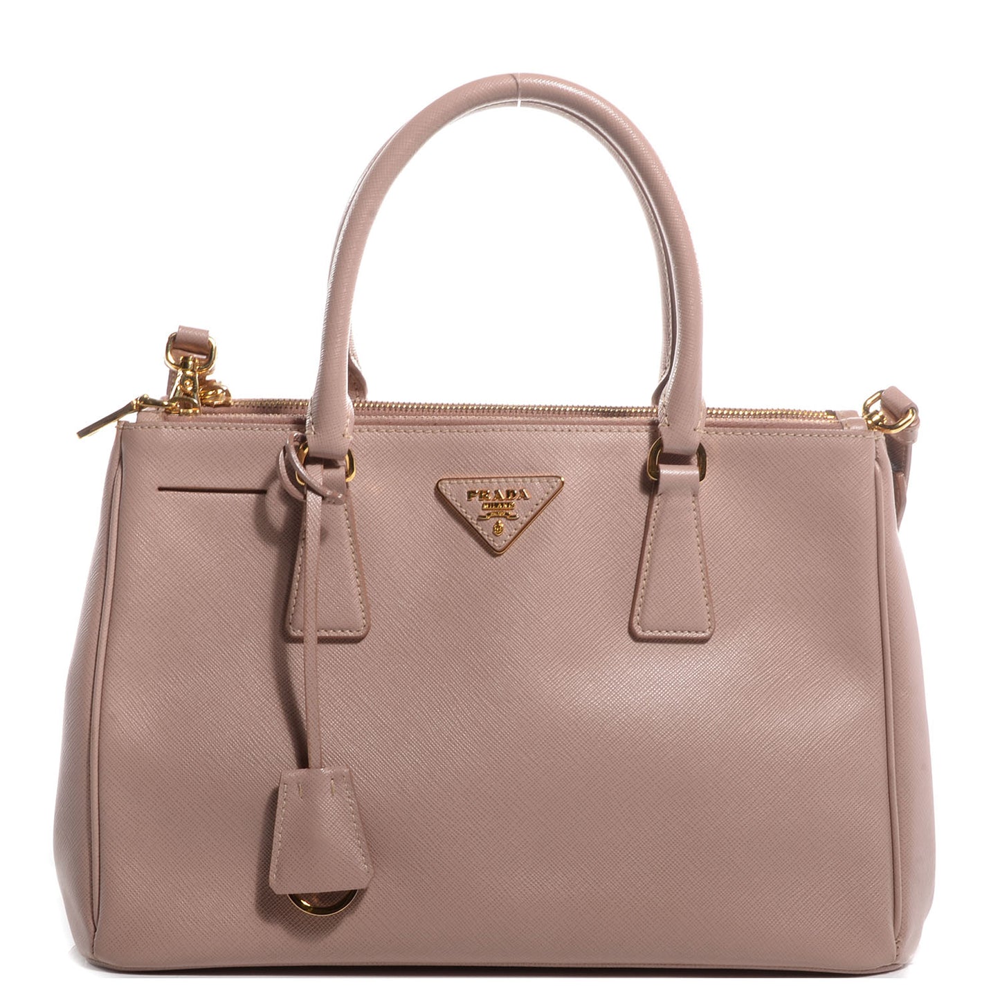 Saffiano Lux Small Double Zip Tote Cammeo