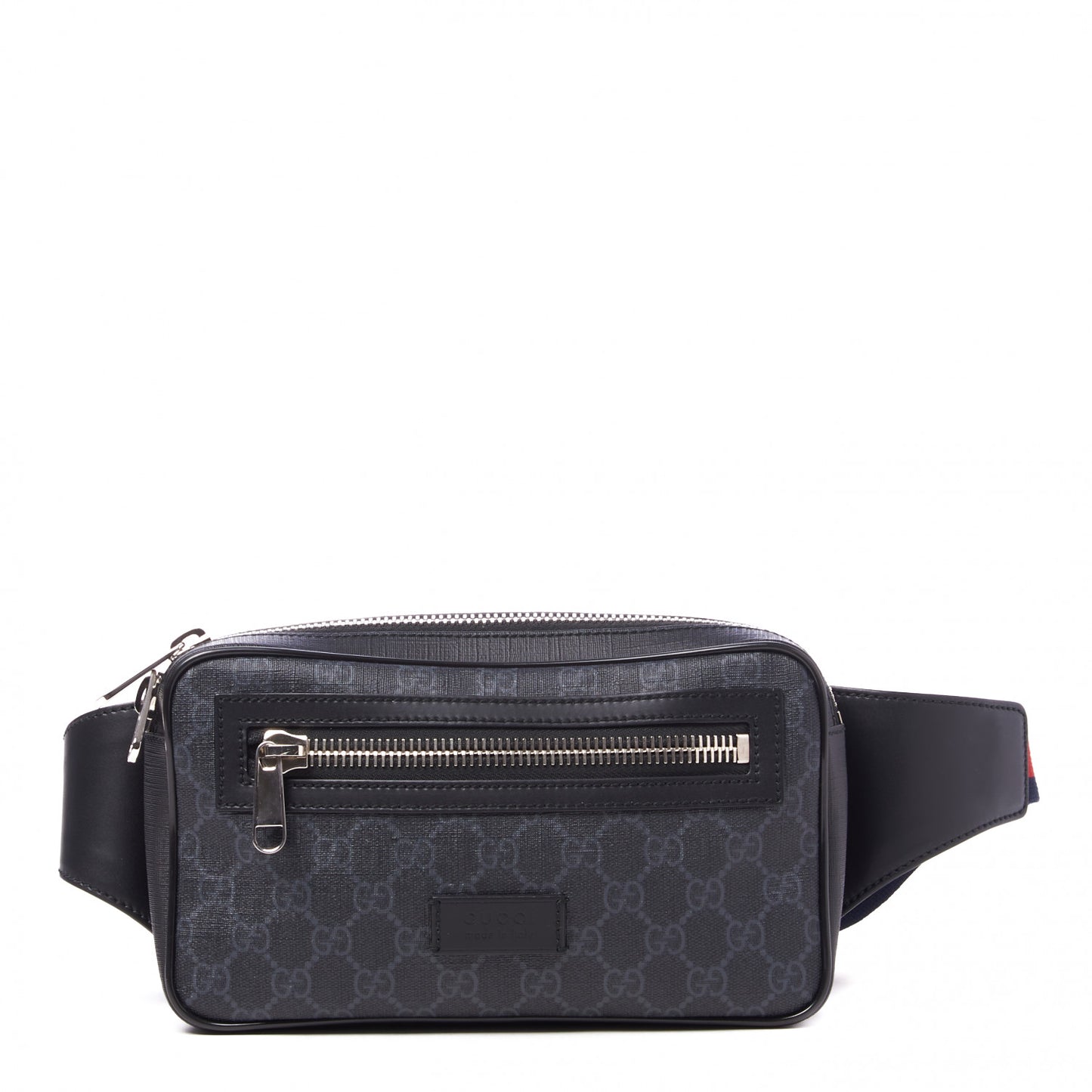 Soft GG Supreme Monogram Web Belt Bag Black Grey