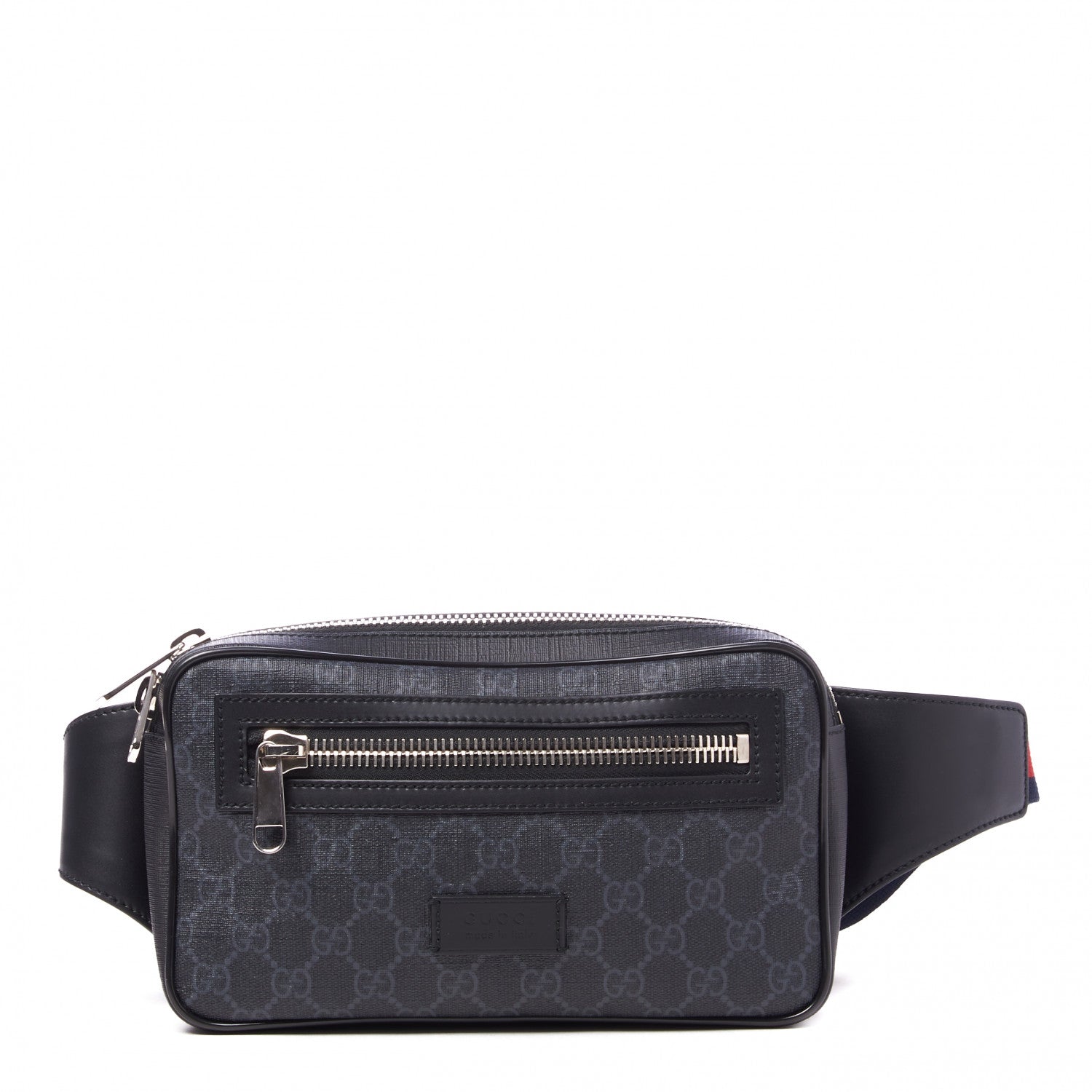 Gucci Soft GG Supreme Monogram Web Belt Bag Black Grey 1 of 8