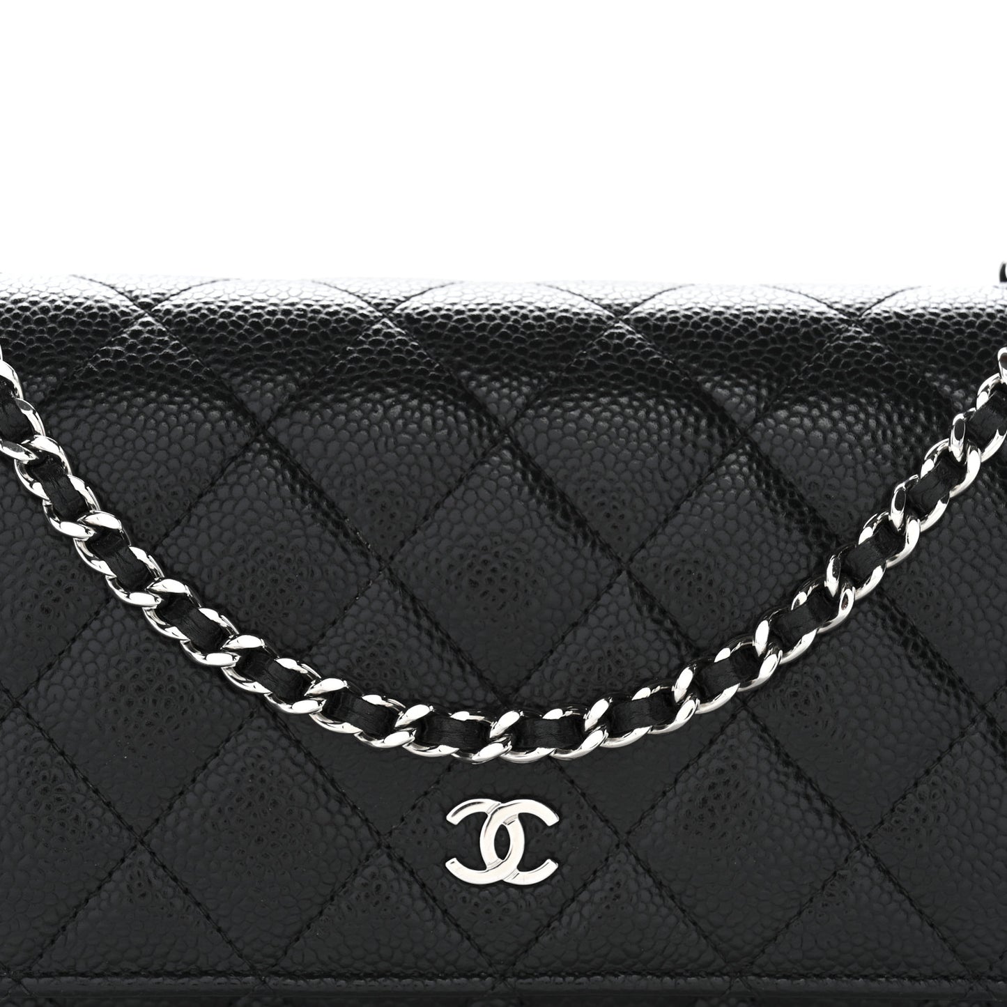 Caviar Quilted Wallet on Chain WOC Black