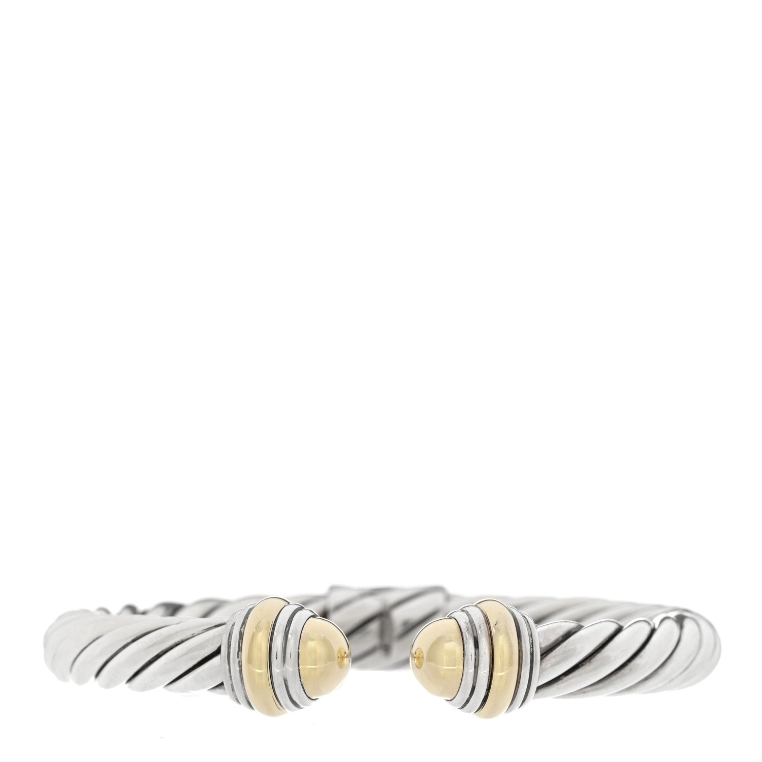 David Yurman Sterling Silver 14K Yellow Gold 10mm Cable Classics Hinged Bracelet 1 of 4
