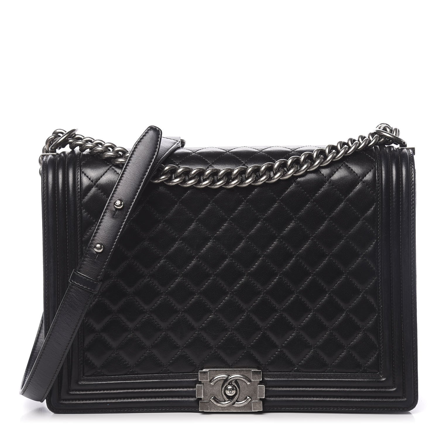 Chanel Lambskin Quilted Large Boy Flap Black 1 of 12