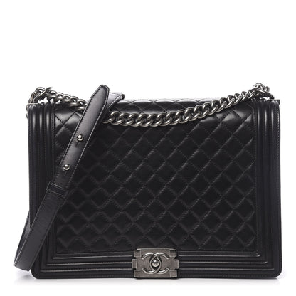 Chanel Lambskin Quilted Large Boy Flap Black 1 of 12