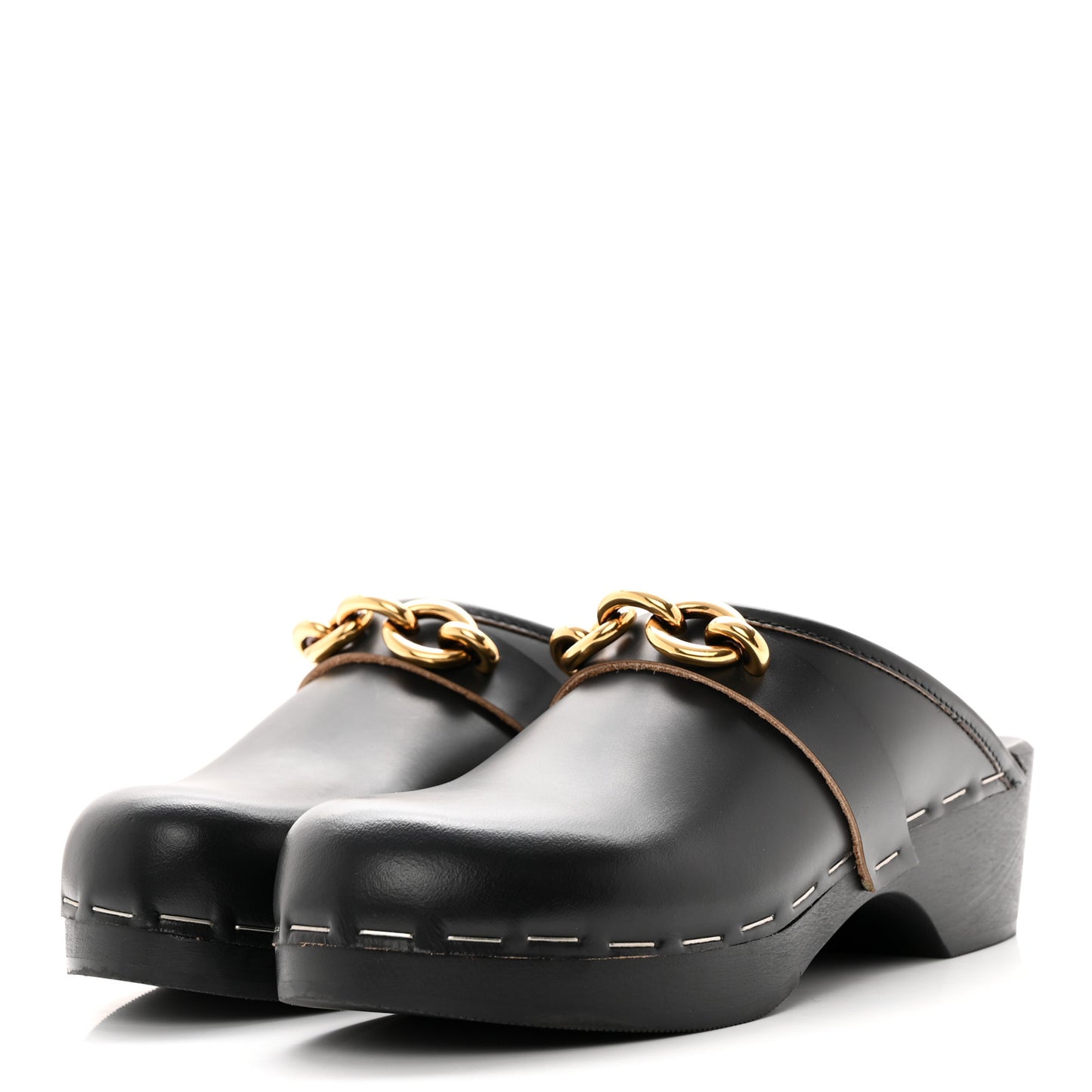 Smooth Calfskin Le Maillon Clogs 37 Black