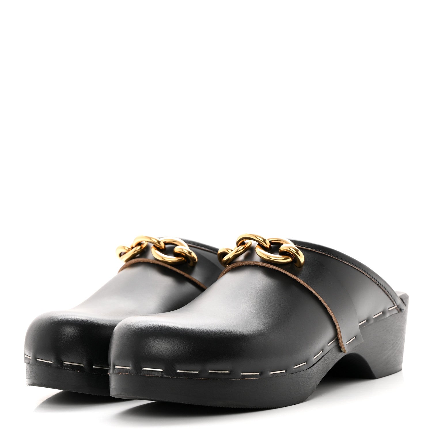 Saint Laurent Smooth Calfskin Le Maillon Clogs 37 Black 3 of 10