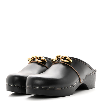 Saint Laurent Smooth Calfskin Le Maillon Clogs 37 Black 3 of 10