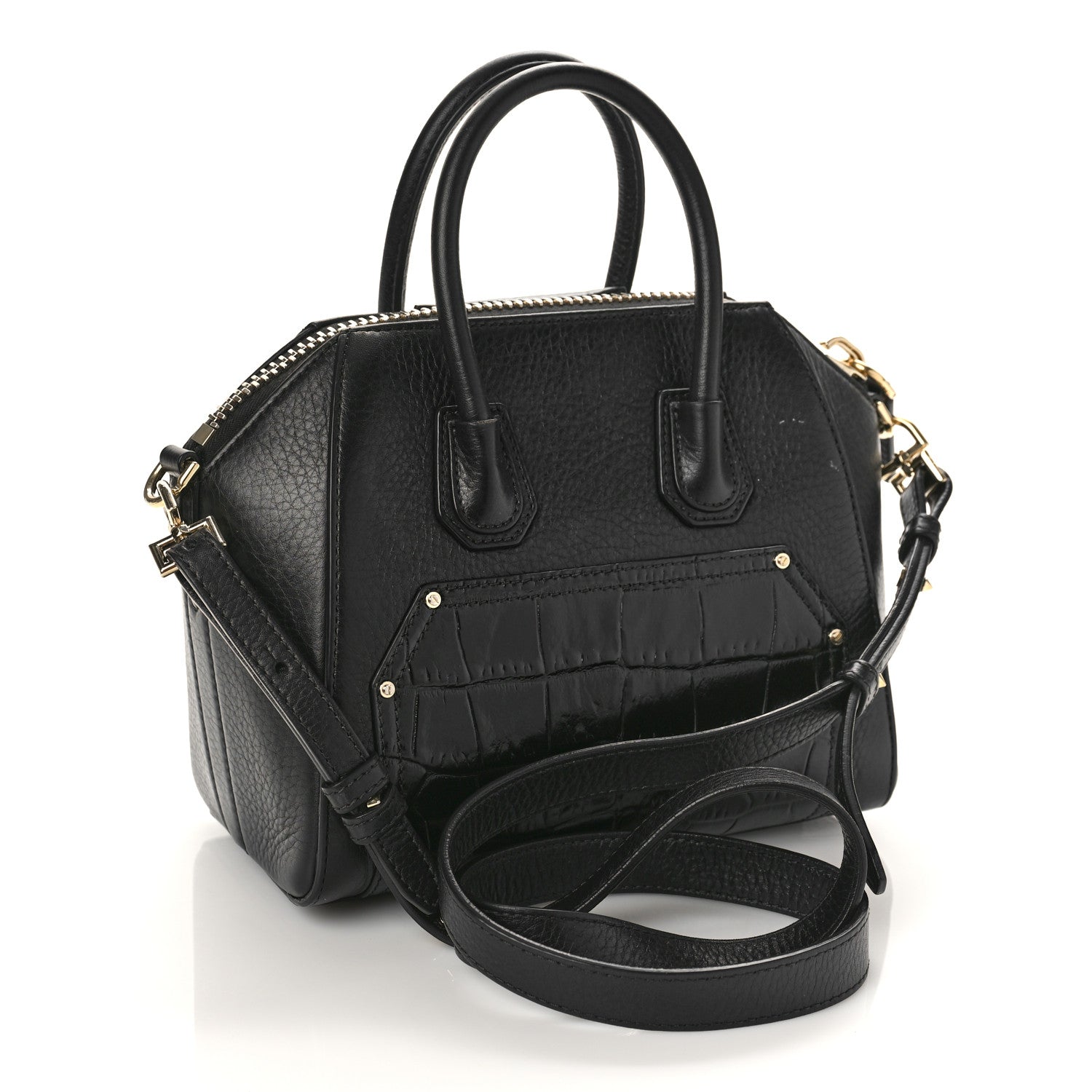 Givenchy Grained Calfskin Crocodile Embossed Mini Antigona Black 3 of 9