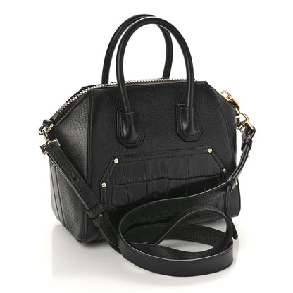 Givenchy Grained Calfskin Crocodile Embossed Mini Antigona Black 3 of 9