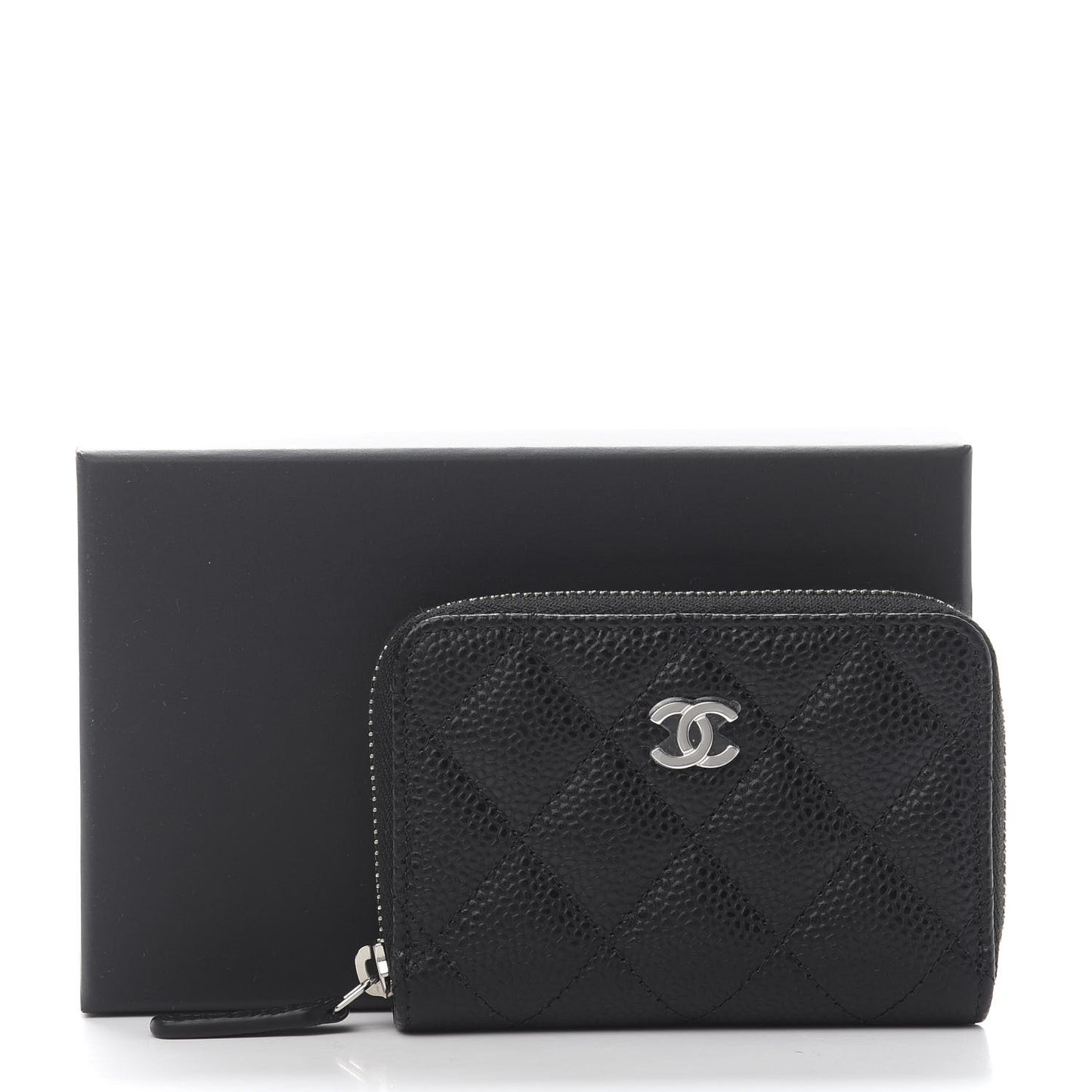 Caviar Quilted Zip Coin Purse Black