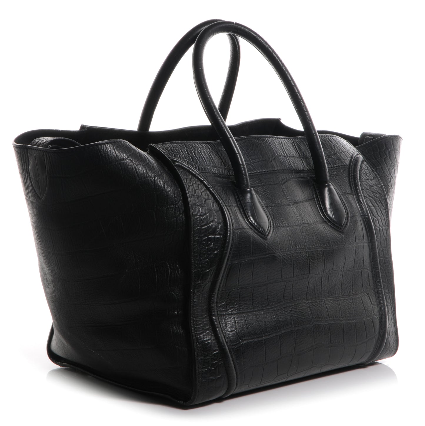 Stamped Crocodile Large Phantom Luggage Black