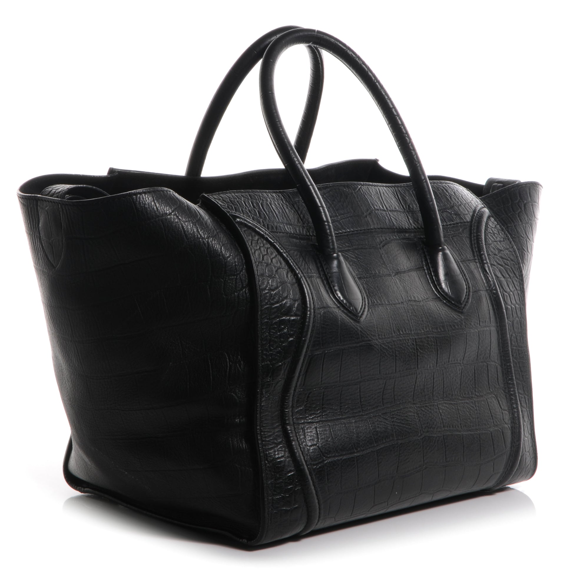 Celine Stamped Crocodile Large Phantom Luggage Black 3 of 8