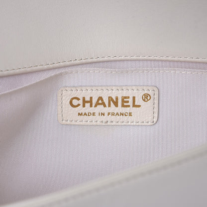 Chanel Sheepskin Braided Medium Boy Reverso Flap White 6 of 18