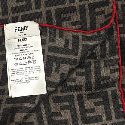 Fendi Silk FF Scarf Brown Black Red 3 of 3