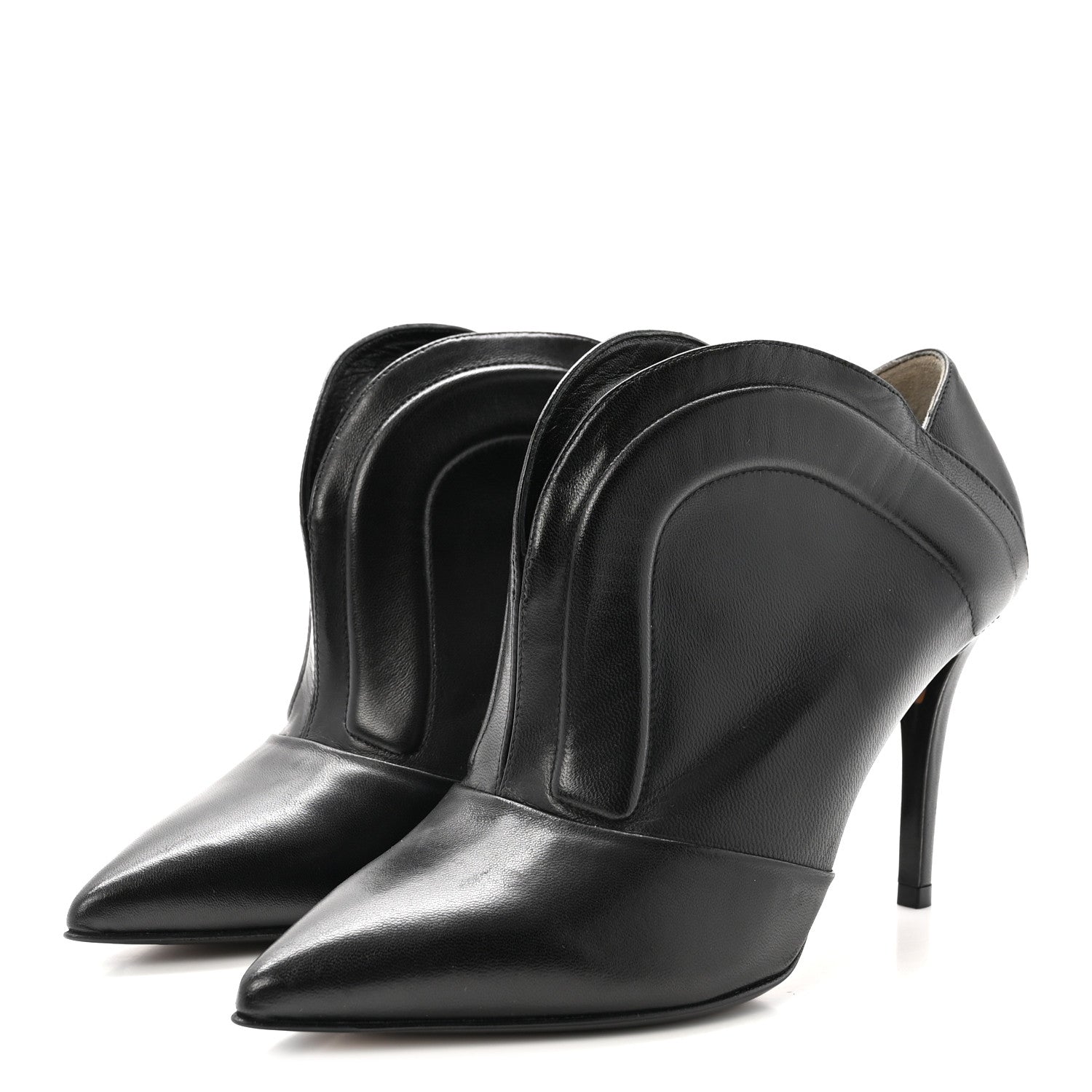 Fendi Vitello Nappa Cutout Western Ankle Boots 37 Black 4 of 8