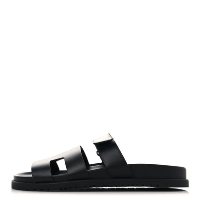 Hermes Calfskin Womens Chypre Sandals 40 Black 1 of 10