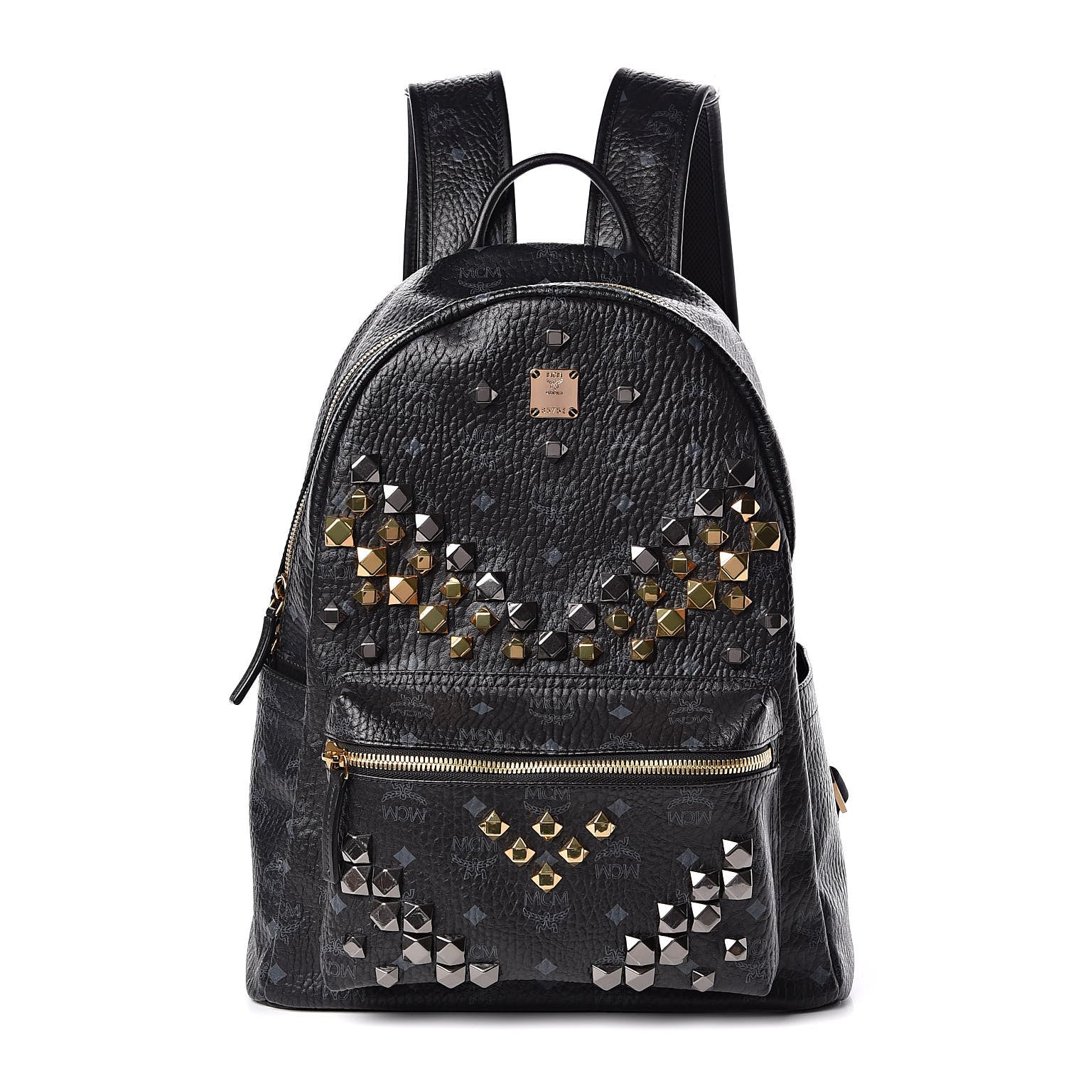 MCM Visetos Studded Medium Stark M Backpack Black 1 of 9