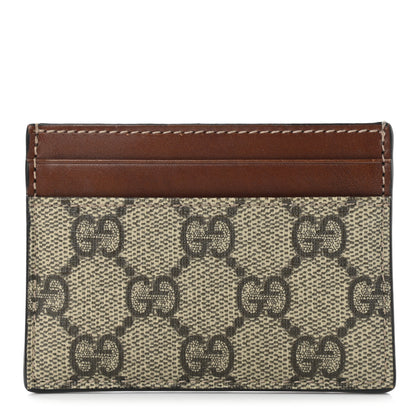 Gucci GG Supreme Monogram Calfskin Card Holder Beige Ebony Cuir 1 of 6