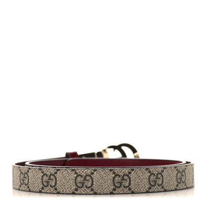 Gucci GG Supreme Monogram Plutone Calfskin Double G Reversible 20mm Belt 85 34 Beige Rosso Ancora 2 of 5