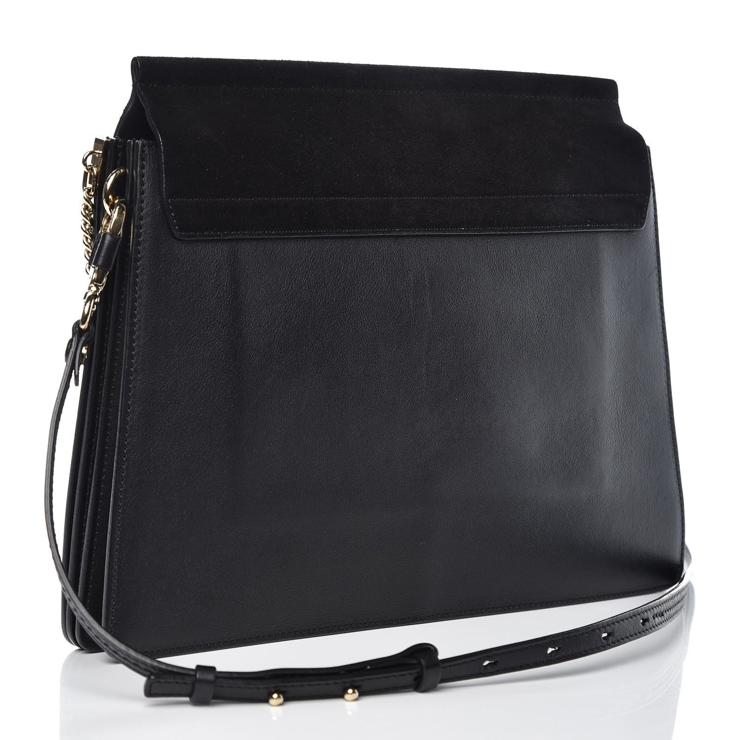 Suede Calfskin Medium Faye Shoulder Bag Black