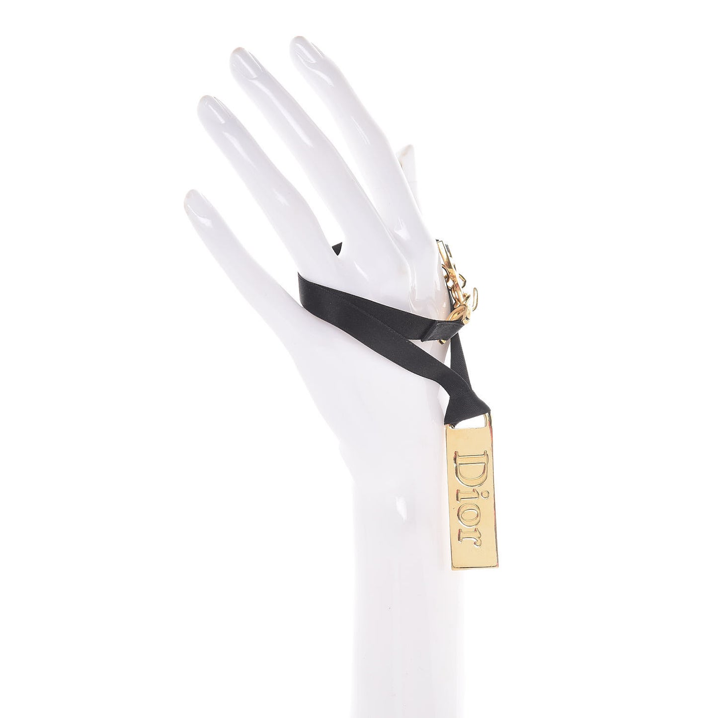 Satin Metal Logo Wrap Bracelet Black Gold
