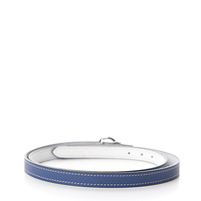 Hermes Swift Epsom 13mm Mini Laquee Reversible Belt 85 Bleu Brighton White 2 of 6