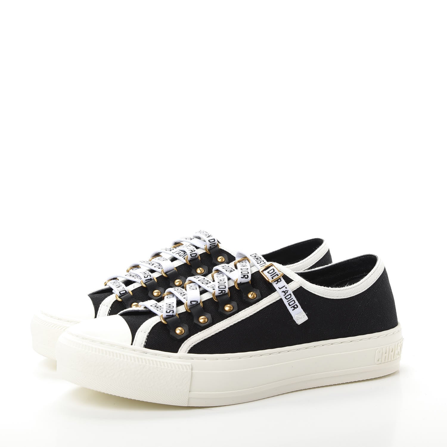 Christian Dior Canvas Womens Walk'n Dior Low Top Sneakers 37.5 Black 3 of 11